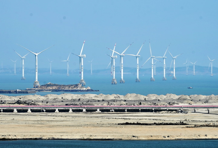 2021年3月9日，三峽福清興化灣海上風電場。新華社記者 林善傳 攝