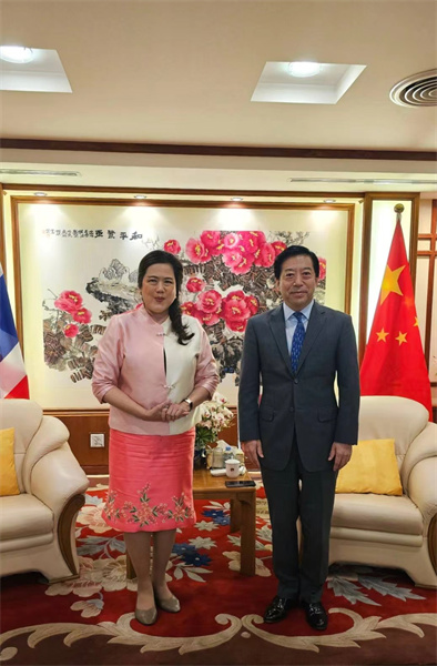 中國駐泰國大使會見泰國民聯(lián)廳候任廳長。中國駐泰國大使館供圖