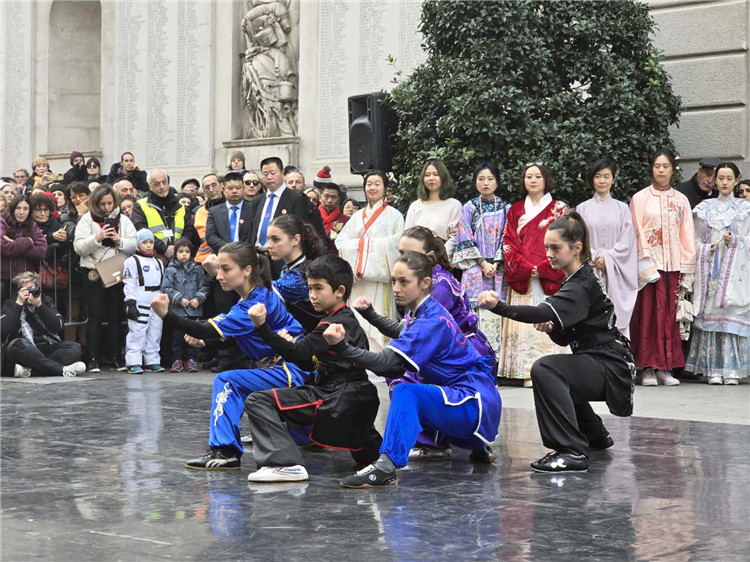 當(dāng)?shù)匚湫g(shù)學(xué)院進(jìn)行武術(shù)表演。張錫琪攝