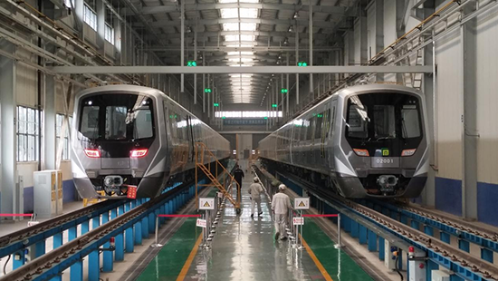 石家莊地鐵二號(hào)線列車。 中車齊車集團(tuán)石家莊公司供圖