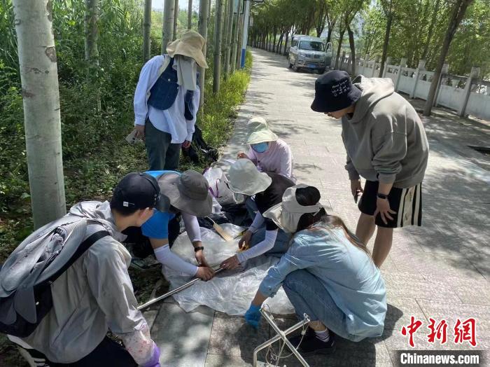 圖為科研人員正在進(jìn)行監(jiān)測?！∥鲗庝宜畤覞竦毓珗@供圖