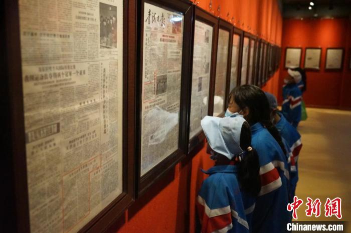 資料圖為玉樹市第四完小學(xué)生參觀鑄牢中華民族共同體意識主題展?！『F龍 攝