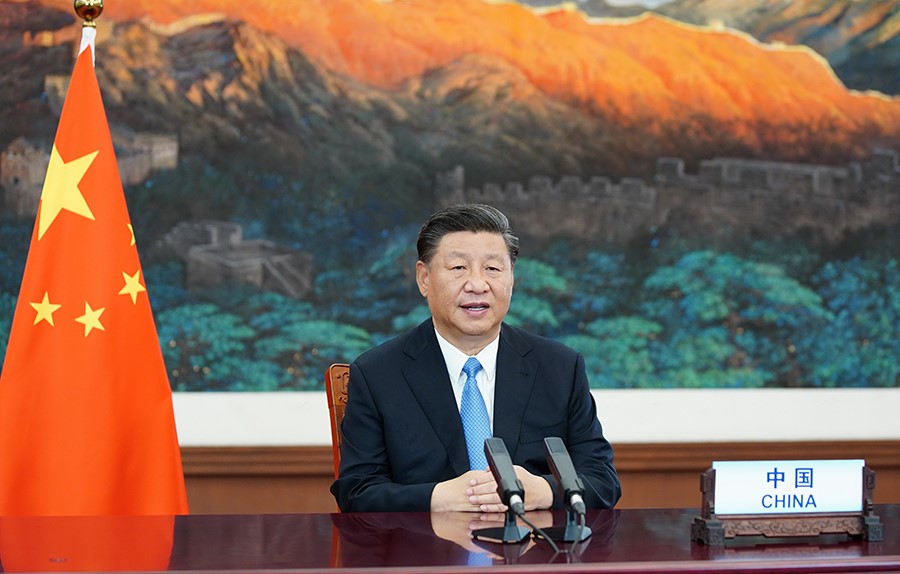 2020年9月22日，國家主席習(xí)近平在第七十五屆聯(lián)合國大會一般性辯論上發(fā)表重要講話。新華社記者 鞠鵬 攝