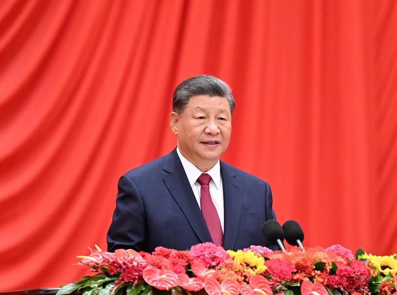 △2024年9月30日，慶祝中華人民共和國成立75周年招待會在北京人民大會堂隆重舉行。習近平總書記出席招待會并發(fā)表重要講話。