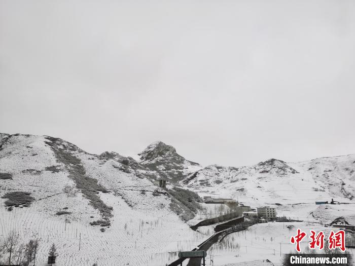 圖為青海省東南部的青沙山區(qū)域銀裝素裹。　張?zhí)砀?攝