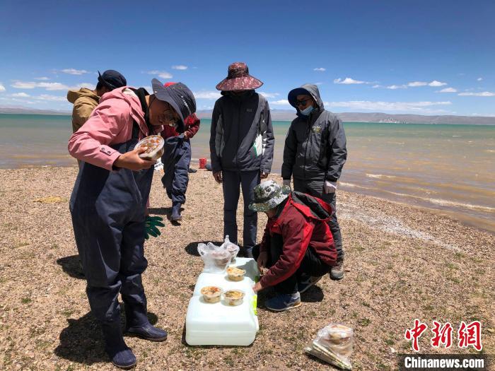 科考隊員在高原湖泊岸邊進(jìn)餐?！?lt;a target='_blank' ><p  align=