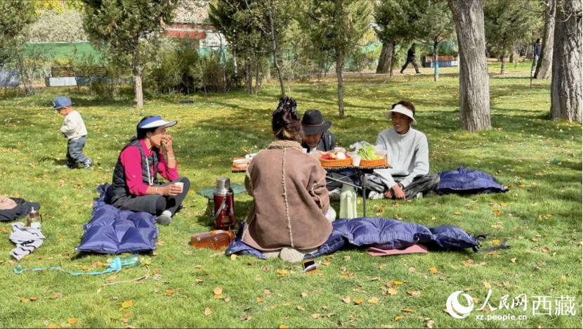 圖為市民在公園內(nèi)聚會。人民網(wǎng)記者 次仁羅布攝