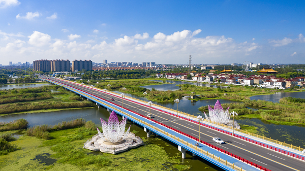 從興化城區(qū)長安路延伸至菜花大道的“千垛美路”。周社根攝